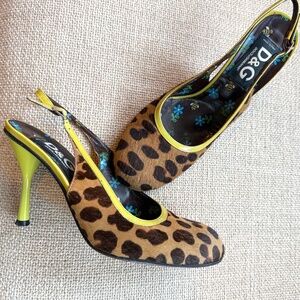 Dolce & Gabbana Leopard skin with electric green trim size 9 1/2